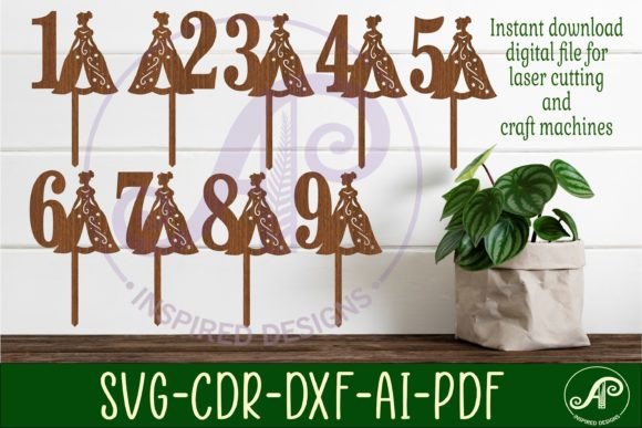 Download Princess Number Cake Toppers, 9 Designs - Cake toppers Collection