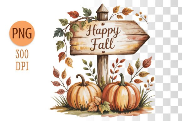 Download Happy Fall Wooden Sign Clipart PNG - Fall Collection