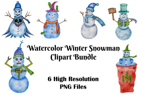 Download Watercolor Winter Snowman Clipart Bundle - Winter snowman clipart Collection