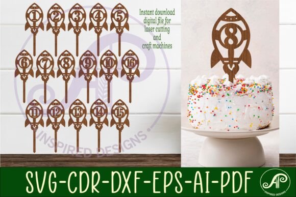 Download Rocket Number Cake Toppers, 16 Designs - Cake toppers Collection