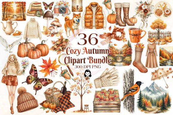 Download Cozy Fall Autumn Watercolor Clipart - Fall Collection
