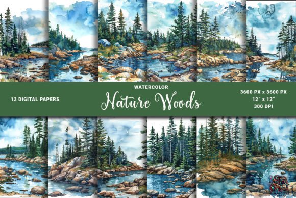 Download Watercolor North Woods Nature Background - Woods Collection