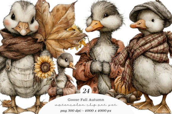 Download Whimsical Goose Fall Autumn Clipart - Fall Collection