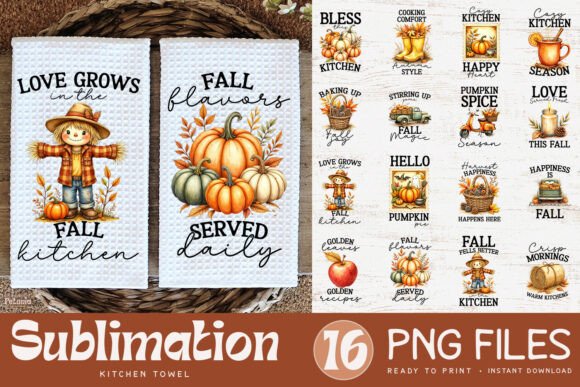 Download Fall Kitchen Towel Sublimation Designs - Fall Collection