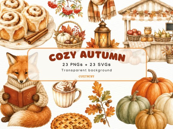 Download Cozy Autumn Watercolor Clipart, Fall PNG - Fall Collection