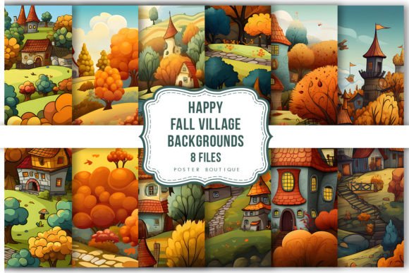 Download Happy Fall Village Backgrounds Pack - Fall Collection