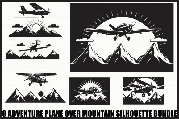 Download Vintage Plane &amp; Mountain Set - Vintage plane Collection