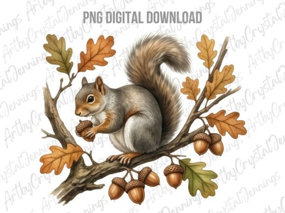 Download Fall Squirrel Acorn Clipart PNG - Fall Collection