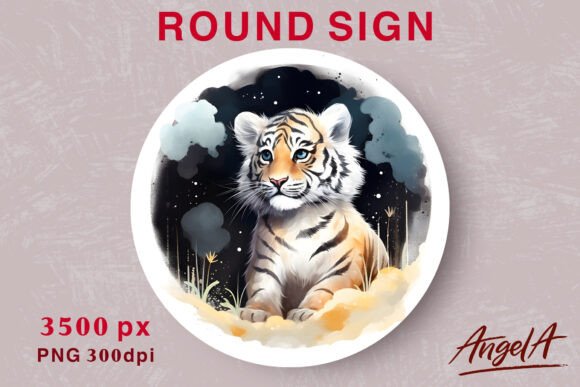 Download Kids Wall Art, Cute Tiger, Round Design - Kids wall art Collection