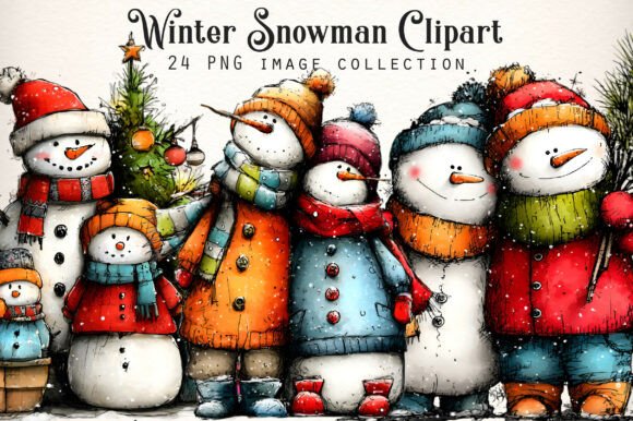 Download Winter Snowman Clipart PNG - Premium Bundle