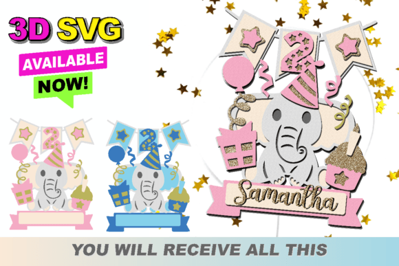 Download Elephant Baby Cake Topper 3D SVG - Elephant Collection