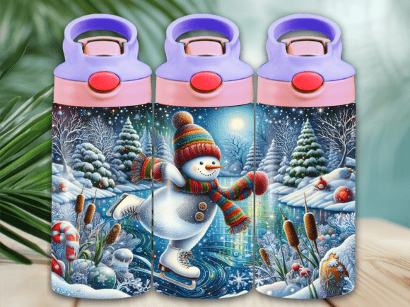 Download Winter Snowman Art Flip Top Kids Tumbler - Premium Resources