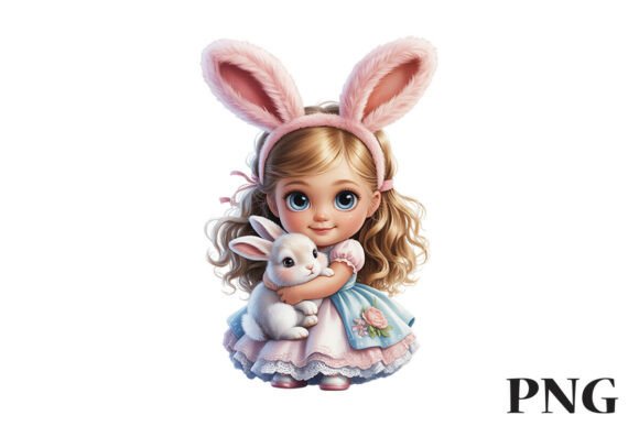 Download Cute Bunny Girl with Rabbit Clipart PNG - Rabbit Collection