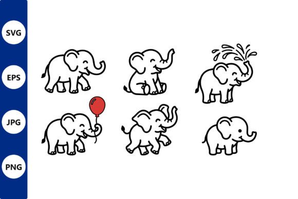 Download Elephant Line Art Set - Elephant Collection