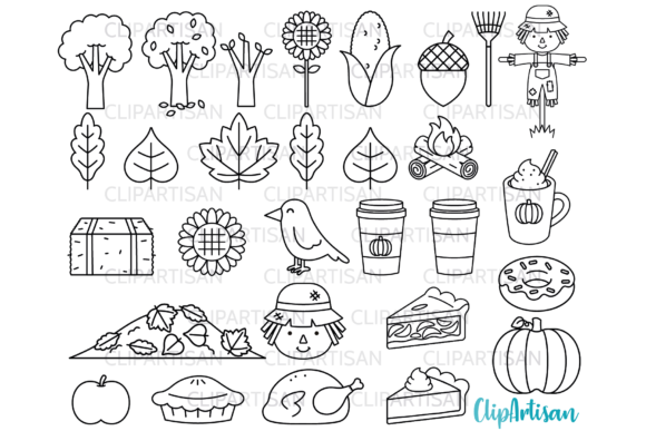 Download Fall Autumn Clip Art Digital Stamps - Fall Collection